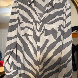 Express Gray and White Zebra Print Blouse